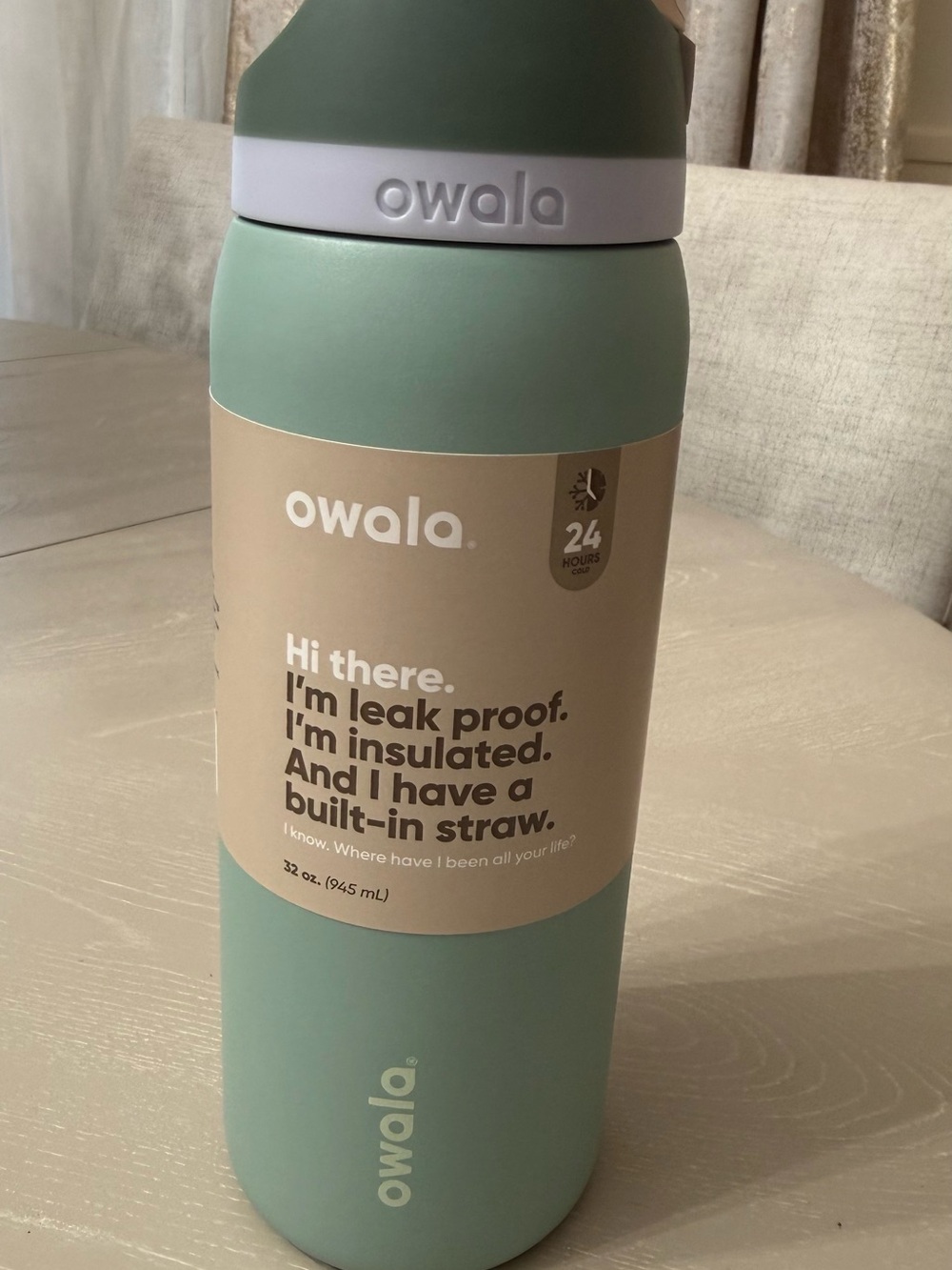 owala Insulated Water Bottle with Built-In Straw - Sage Green